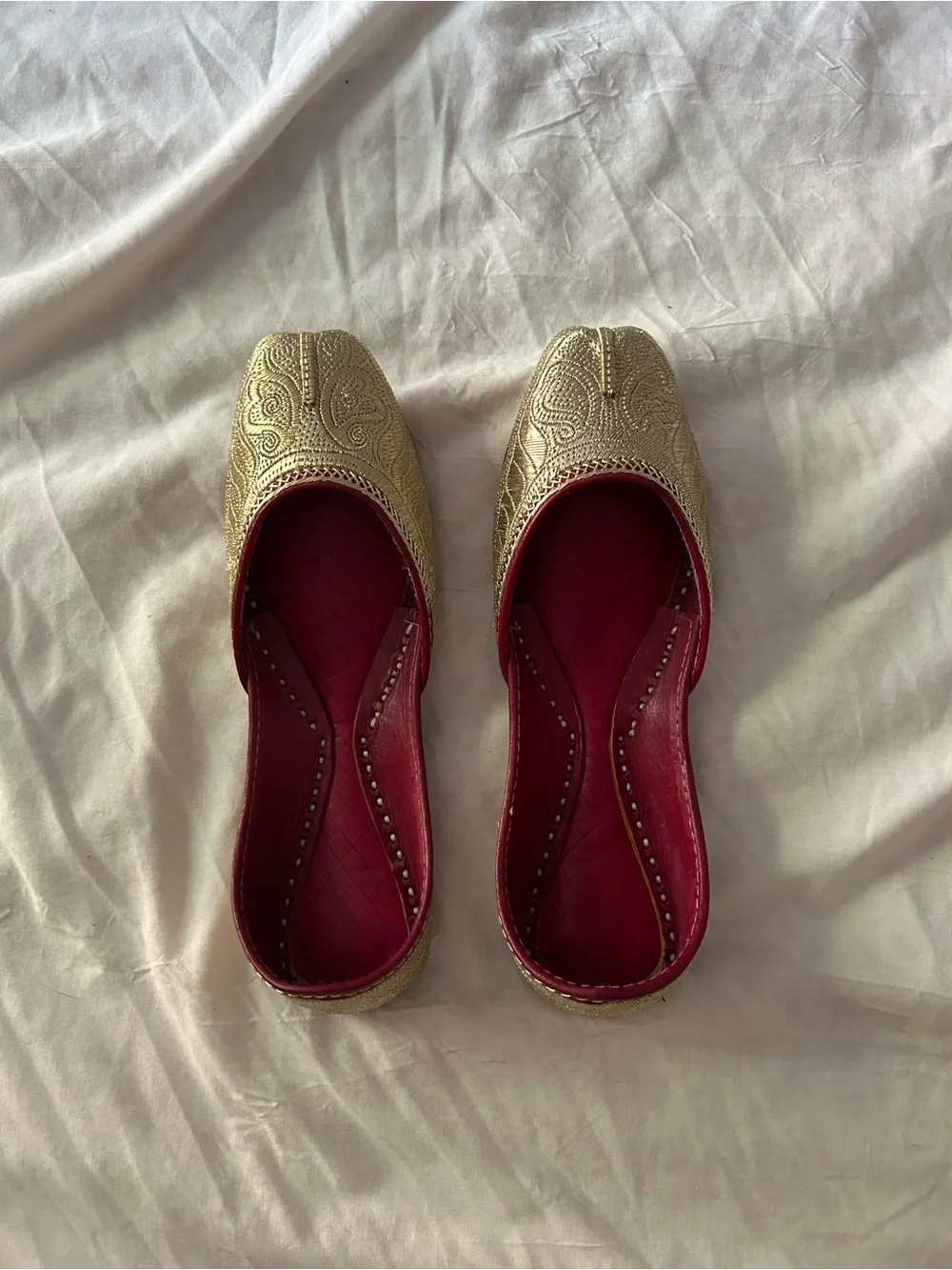 Gold and Red Embroidered Women's khussa Flats brand new